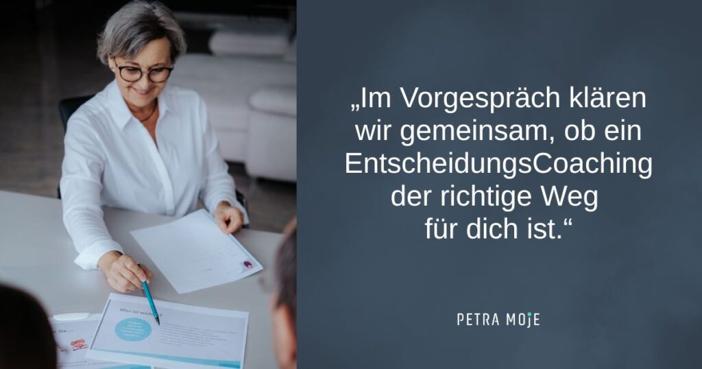 Vorgespräch im Entscheidungscoaching mit Petra Moje – Klarheit finden im Gespräch auf Augenhöhe.