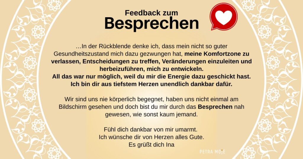 Was ist Besprechen? Feedback zum Besprechen bei Petra Moje
