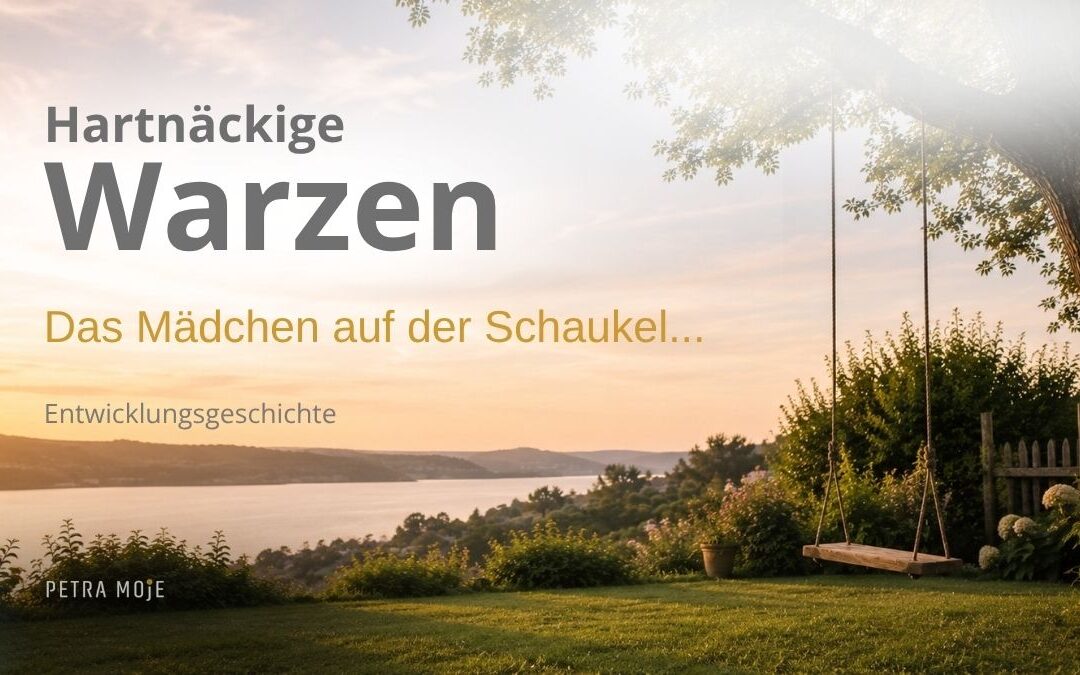 Gerdy blickt auf eine alte Schaukel im Garten – Entwicklungsgeschichte über hartnäckige Warzen und ihre Erfahrung mit dem Besprechen.