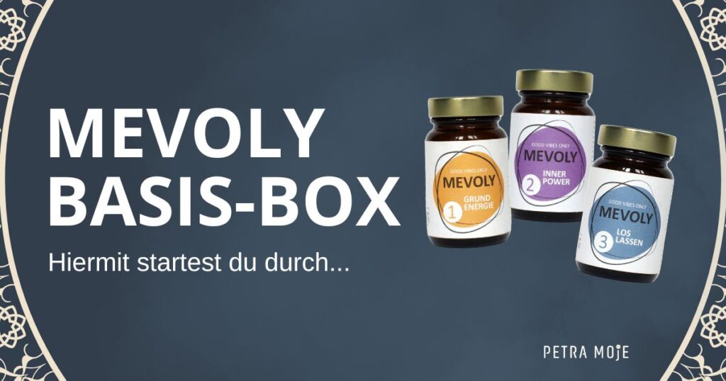 MEVOLYs – energetische Impulse zur Entscheidungsstärkung und innerer Klarheit. Das Bild zeigt die MEVOLYs der MEVOLY BASIS-BOX.