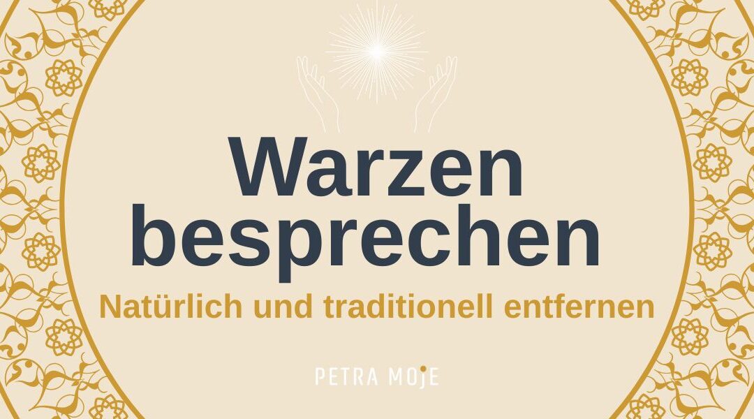 Warzen besprechen. Natürlich und traditionell entfernen. Beiges Bild mit Ornamenten