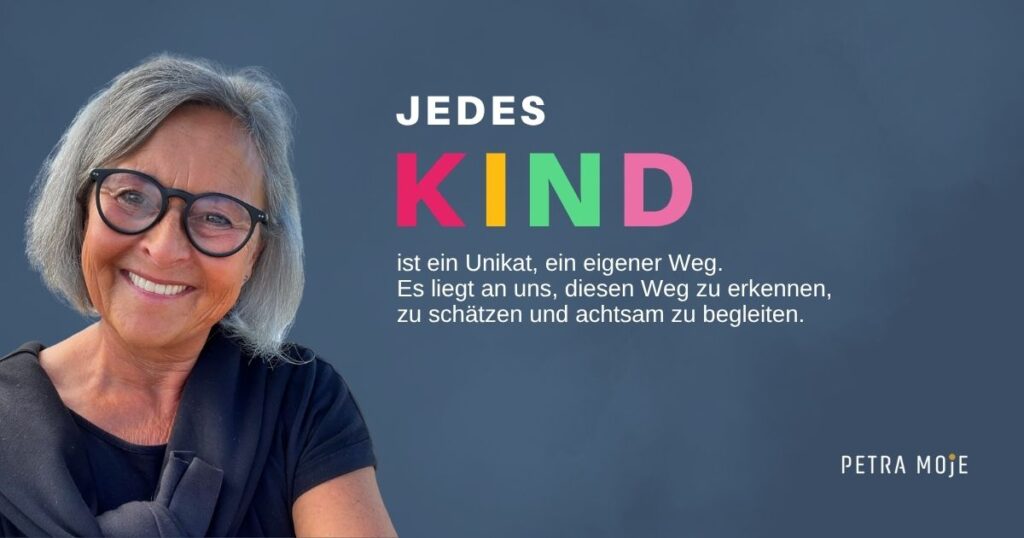 Zitatbild. MEVOLYs & Kinder: Jedes Kind ist ein Unikat, ein eigener Weg. Es liegt an uns, diesen Weg zu erkennen, zu schätzen und achtsam zu begleiten.